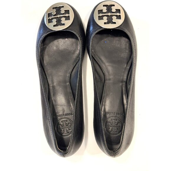 Tory Burch Black Flats with Gold Logo - Picture 5 of 9